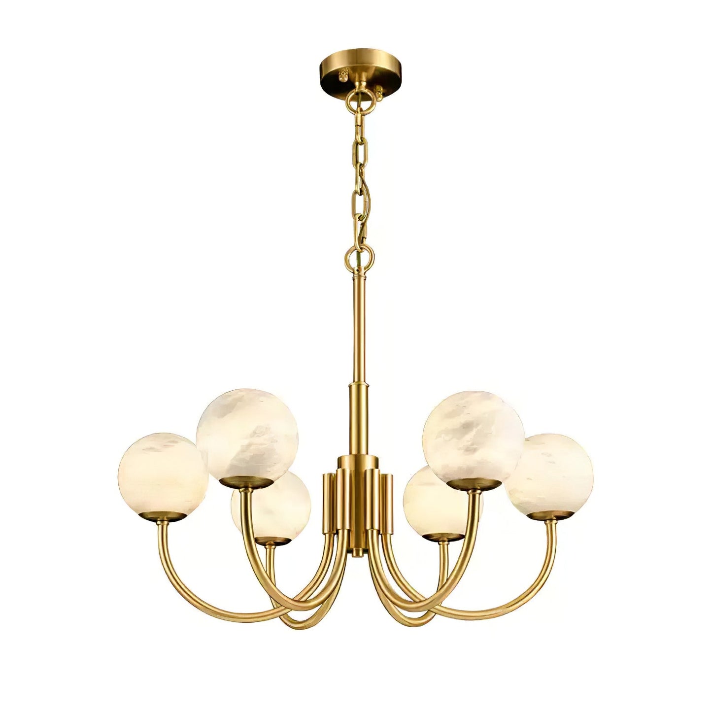 Aurelian Alabaster Globe Chandelier - Elegant Lighting with Adjustable