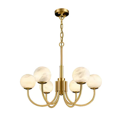 Aurelian Alabaster Globe Chandelier - Elegant Lighting with Adjustable