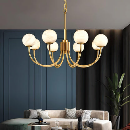 Aurelian Alabaster Globe Chandelier - Elegant Lighting with Adjustable