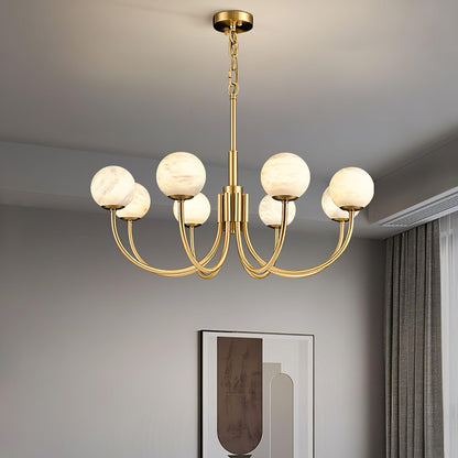 Aurelian Alabaster Globe Chandelier - Elegant Lighting with Adjustable