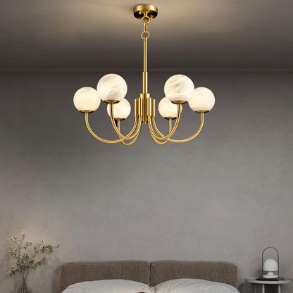 Aurelian Alabaster Globe Chandelier - Elegant Lighting with Adjustable