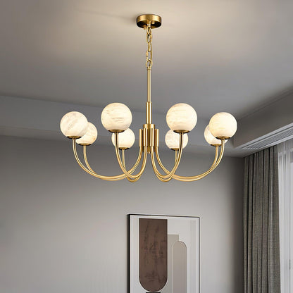 Aurelian Alabaster Globe Chandelier - Elegant Lighting with Adjustable