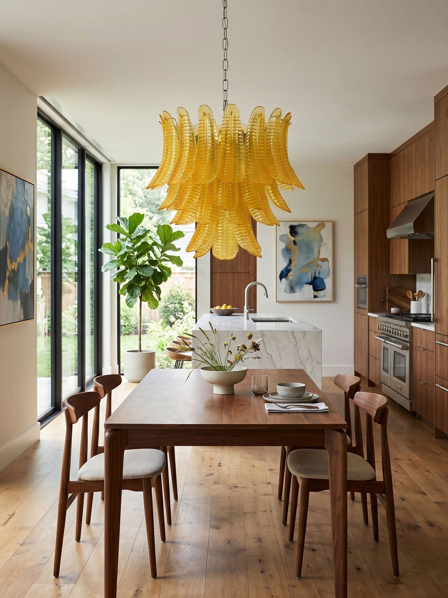 Aurelium Cascade Glass Chandelier - Elegant Design with Adjustable Hei