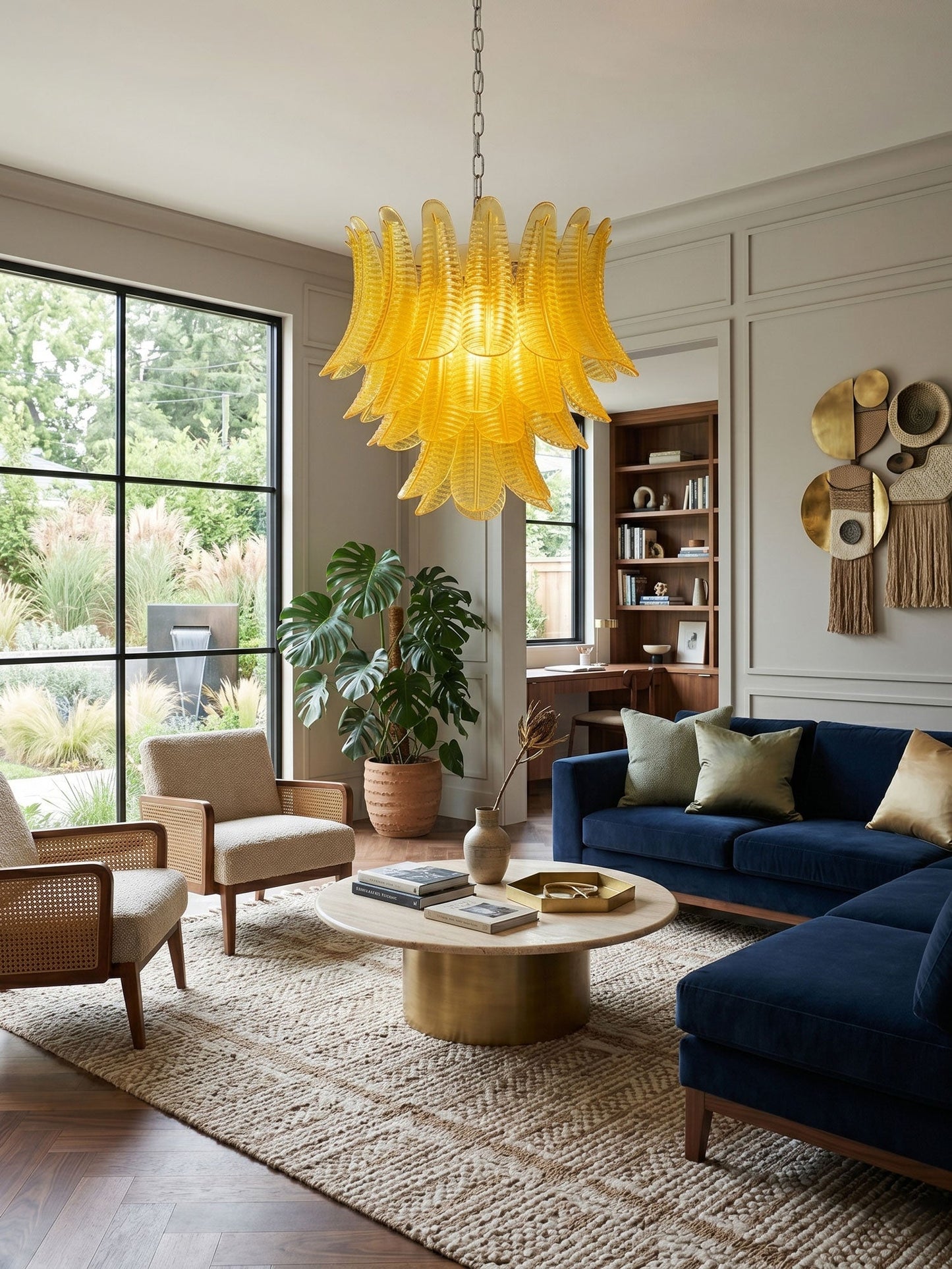 Aurelium Cascade Glass Chandelier - Elegant Design with Adjustable Hei