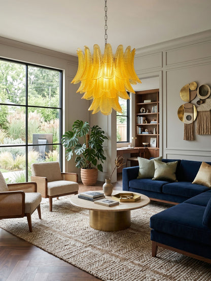 Aurelium Cascade Glass Chandelier - Elegant Design with Adjustable Hei