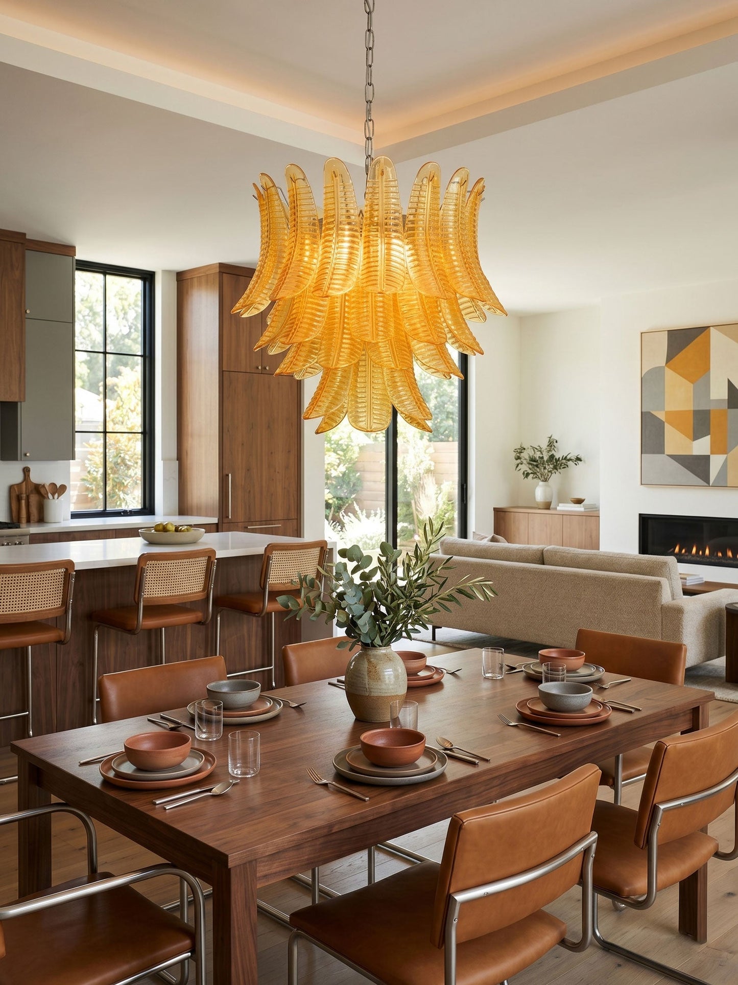Aurelium Cascade Glass Chandelier - Elegant Design with Adjustable Hei