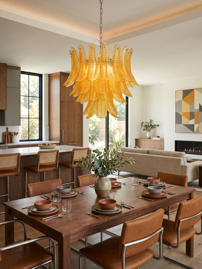 Aurelium Cascade Glass Chandelier - Elegant Design with Adjustable Hei