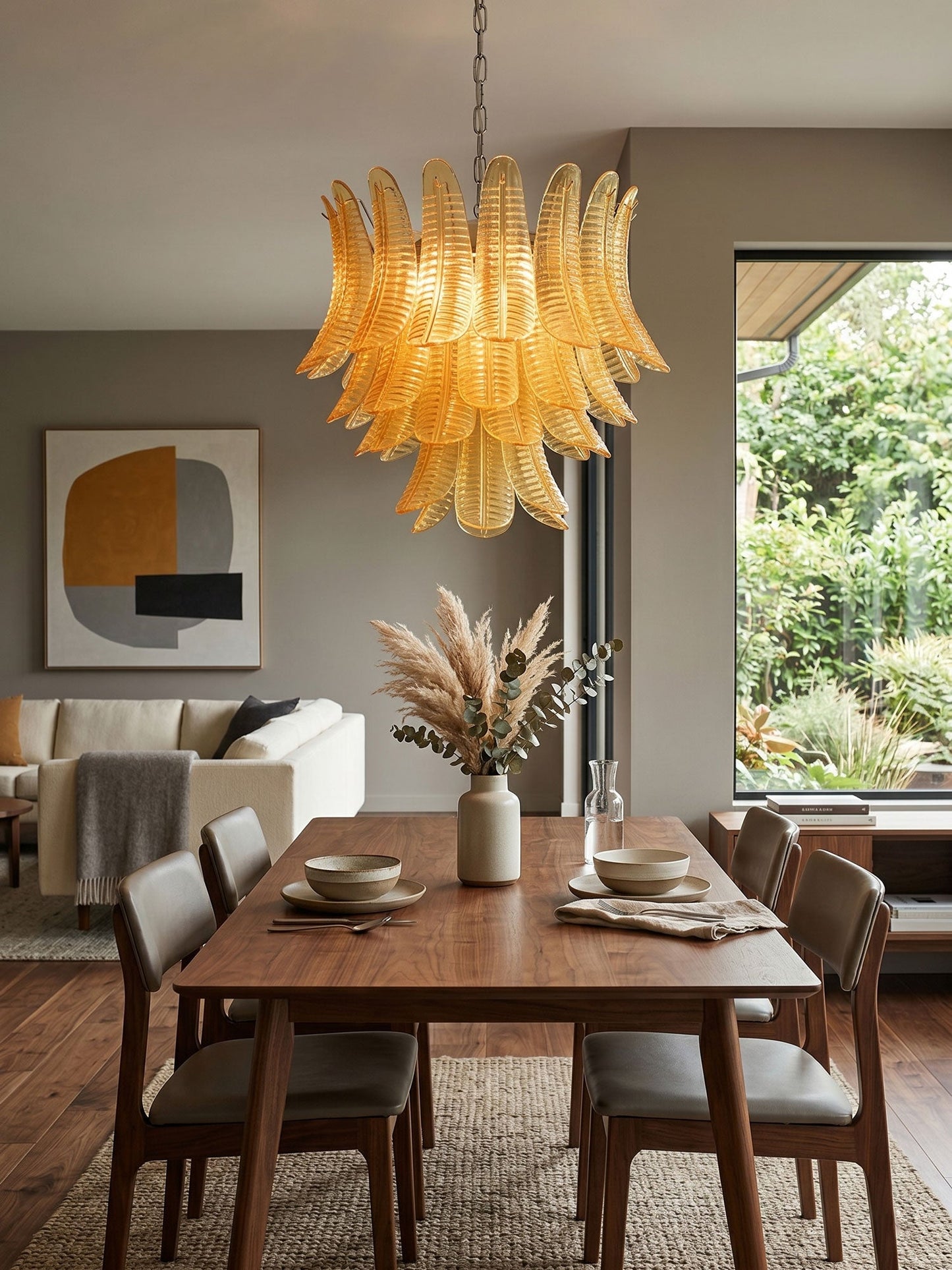 Aurelium Cascade Glass Chandelier - Elegant Design with Adjustable Hei