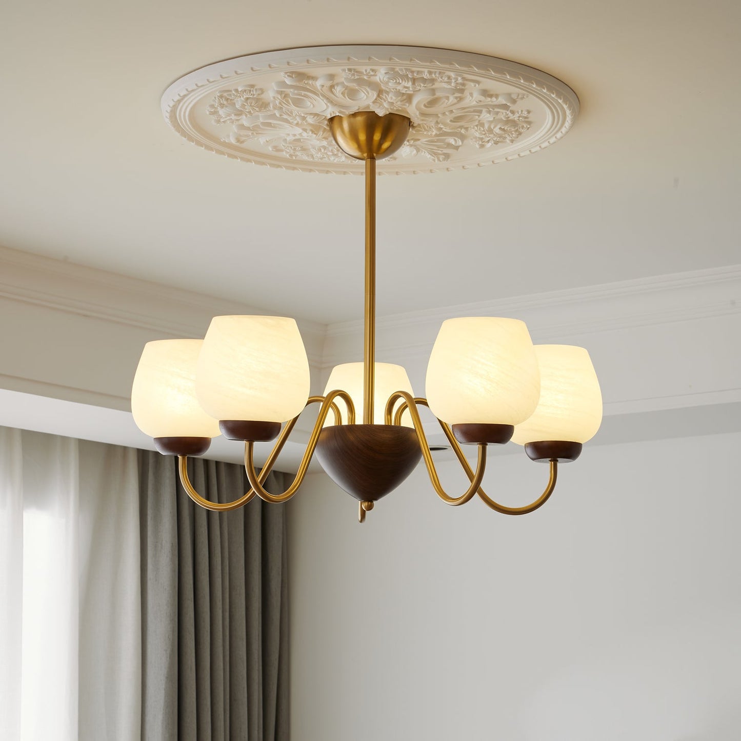 Aurorium Chandelier - Elegant Crystal Design with Adjustable Height