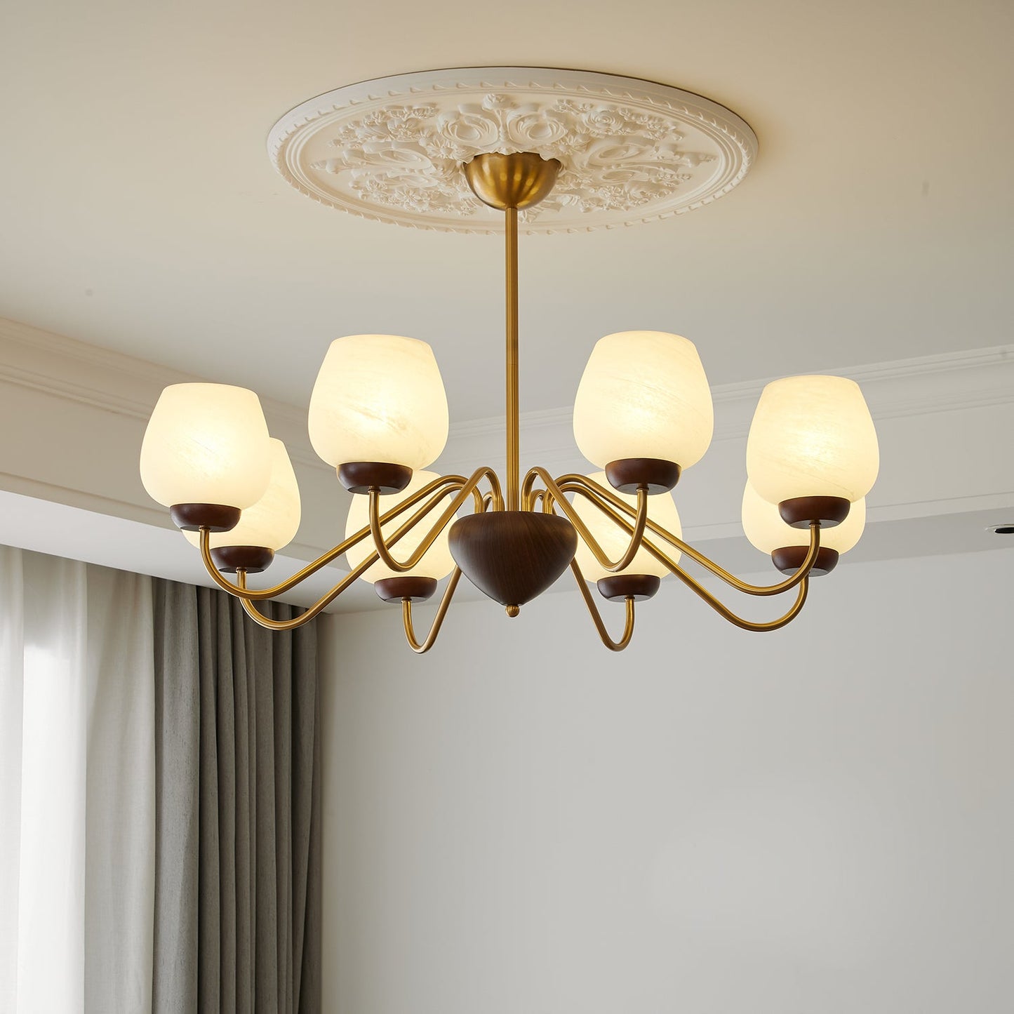 Aurorium Chandelier - Elegant Crystal Design with Adjustable Height