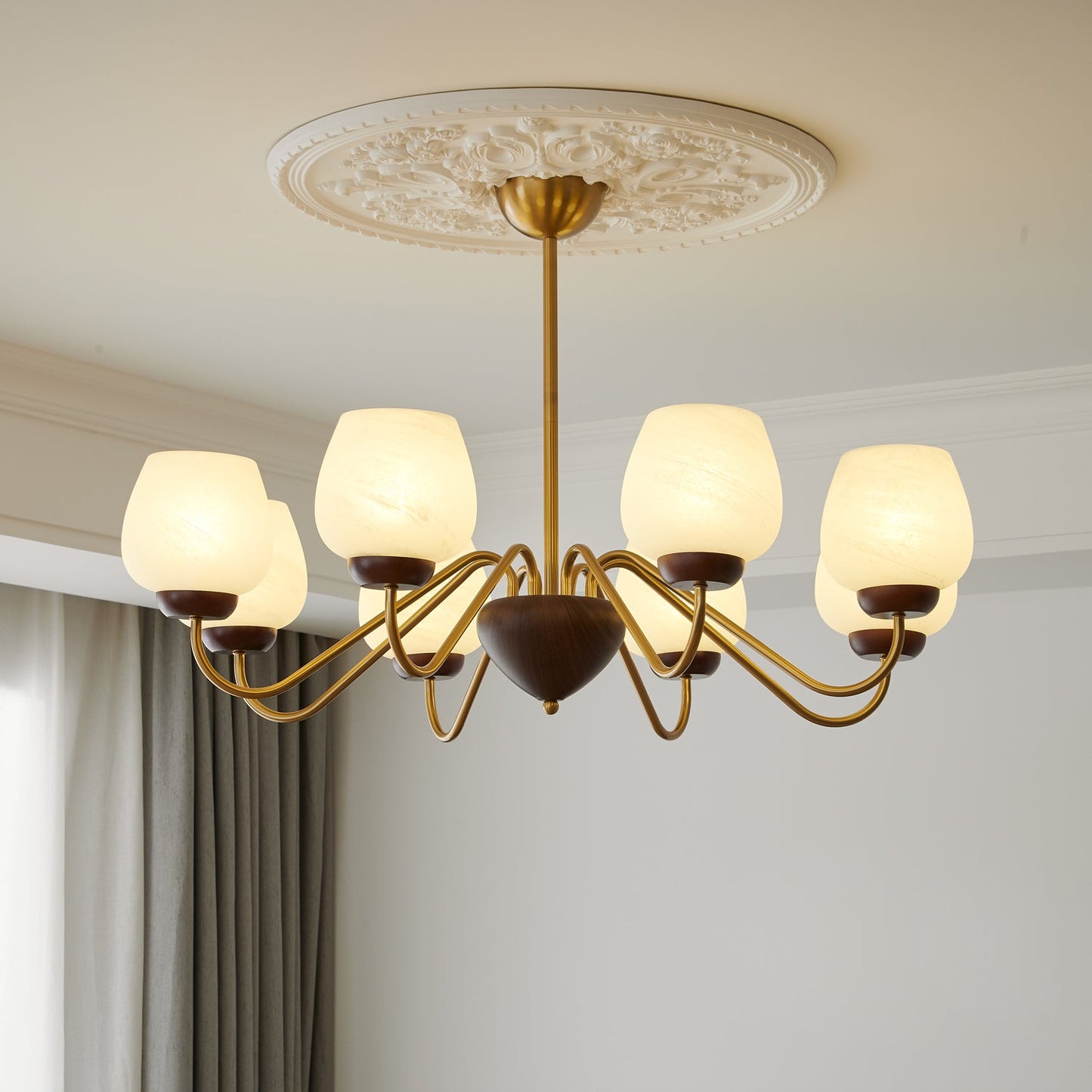 Aurorium Chandelier - Elegant Crystal Design with Adjustable Height