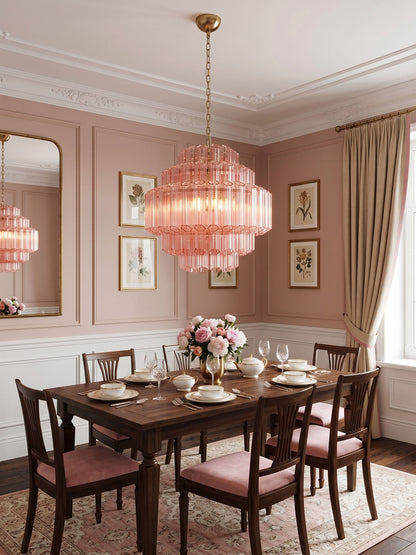 Aurum Cascade Glass Chandelier - Elegant Design with Adjustable Height