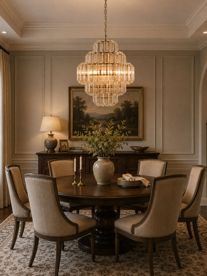 Aurum Cascade Glass Chandelier - Elegant Design with Adjustable Height
