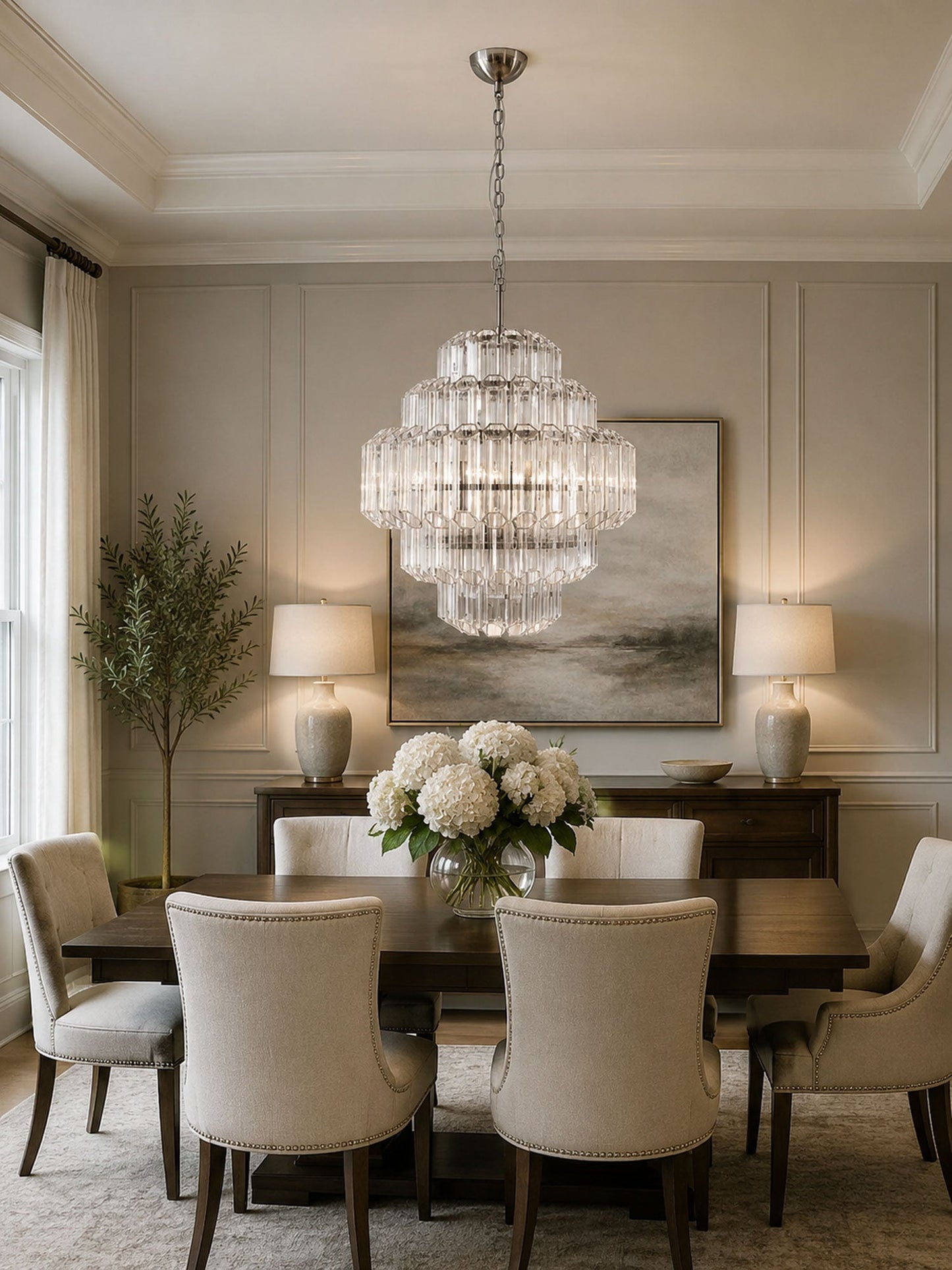 Aurum Cascade Glass Chandelier - Elegant Design with Adjustable Height