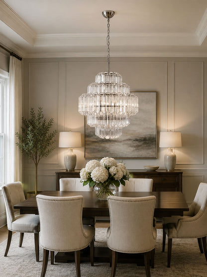 Aurum Cascade Glass Chandelier - Elegant Design with Adjustable Height