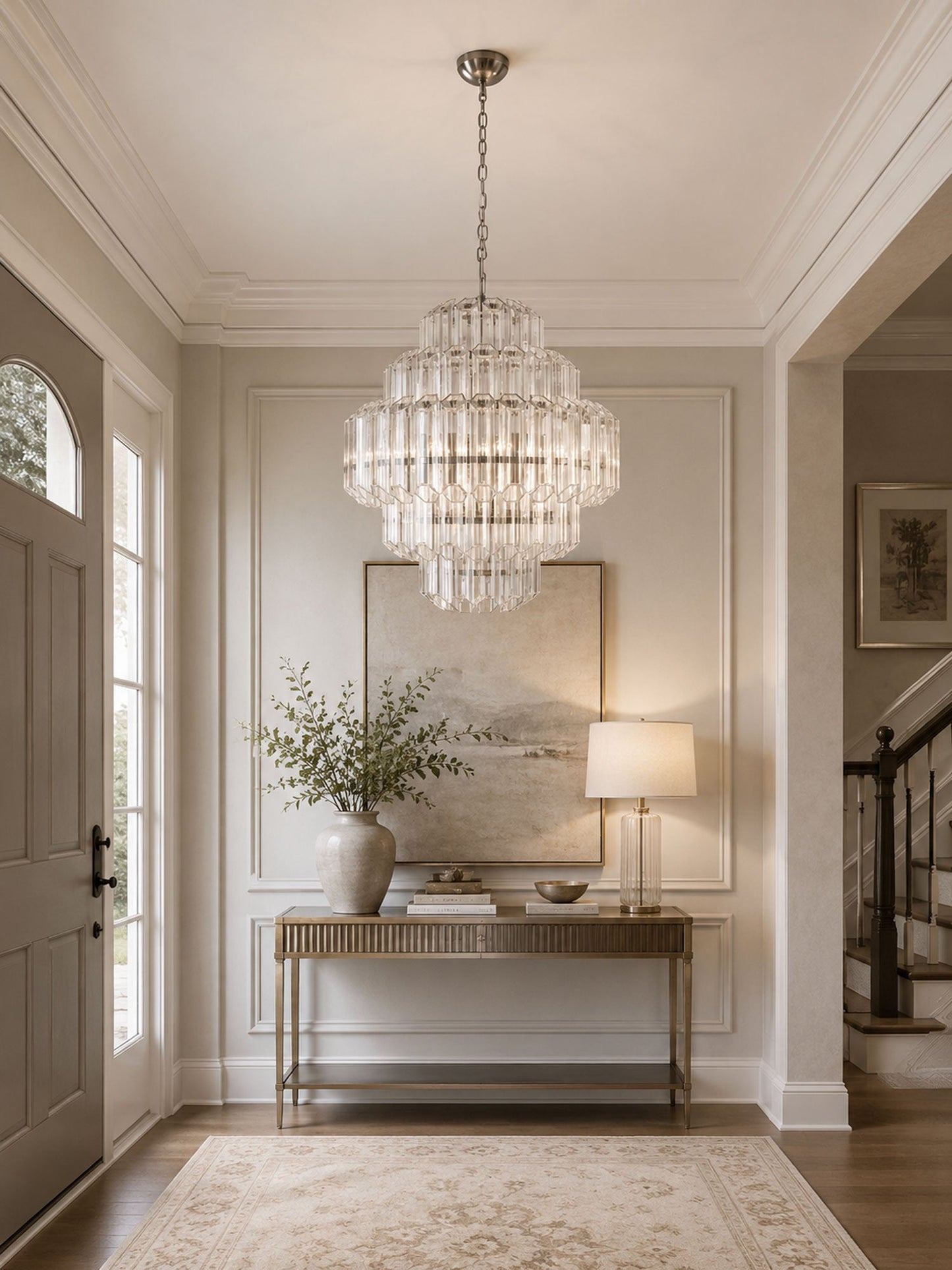 Aurum Cascade Glass Chandelier - Elegant Design with Adjustable Height