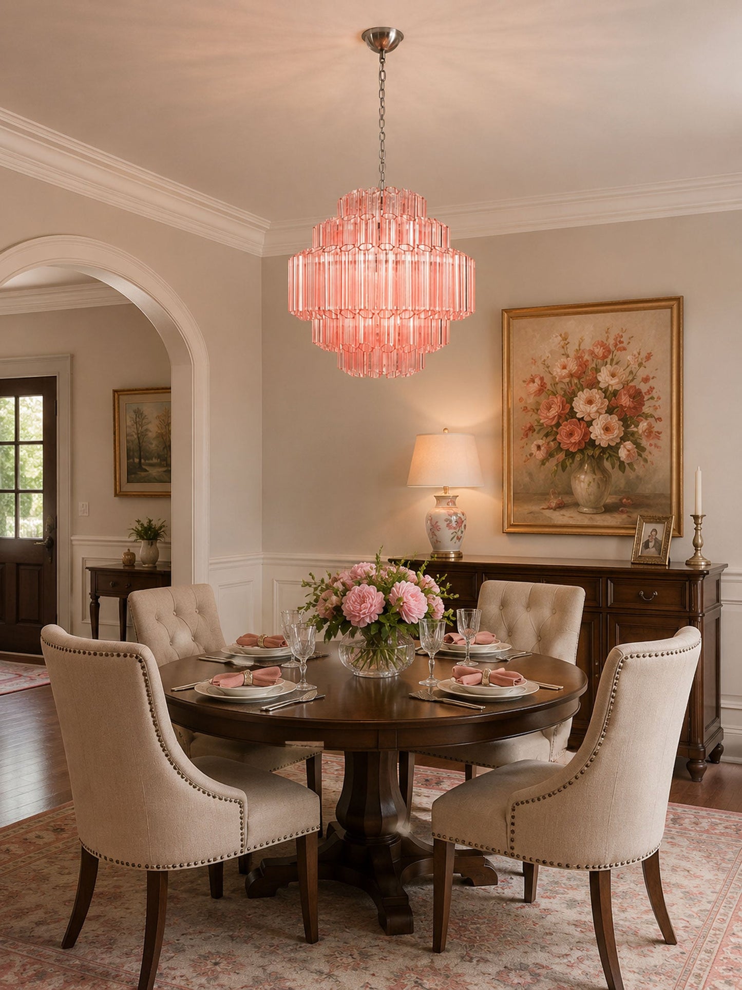 Aurum Cascade Glass Chandelier - Elegant Design with Adjustable Height