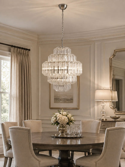 Aurum Cascade Glass Chandelier - Elegant Design with Adjustable Height