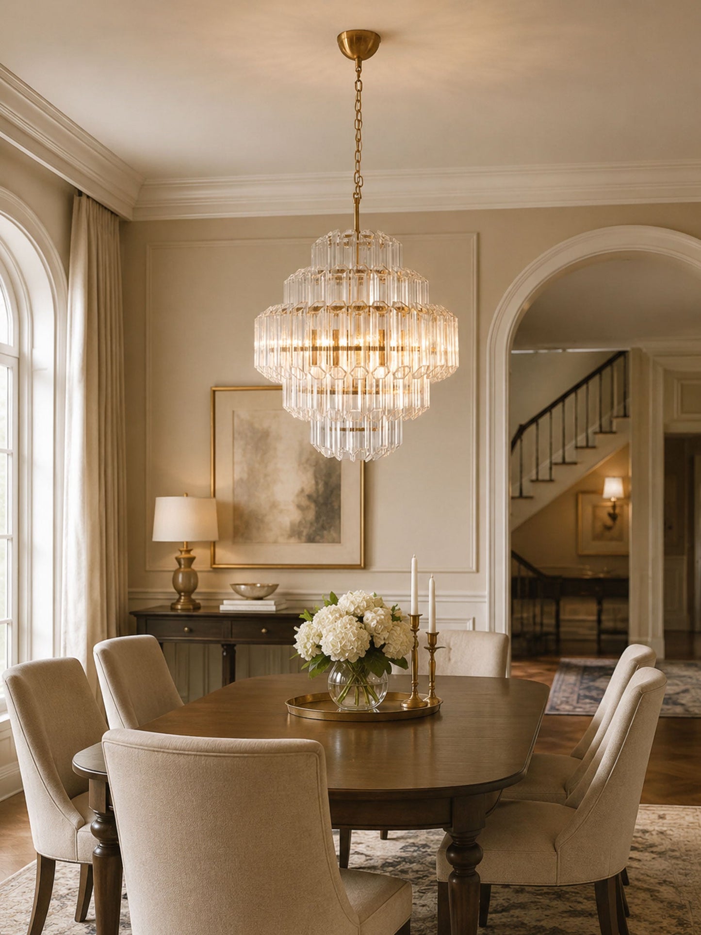 Aurum Cascade Glass Chandelier - Elegant Design with Adjustable Height