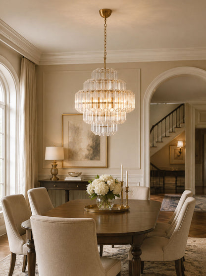 Aurum Cascade Glass Chandelier - Elegant Design with Adjustable Height