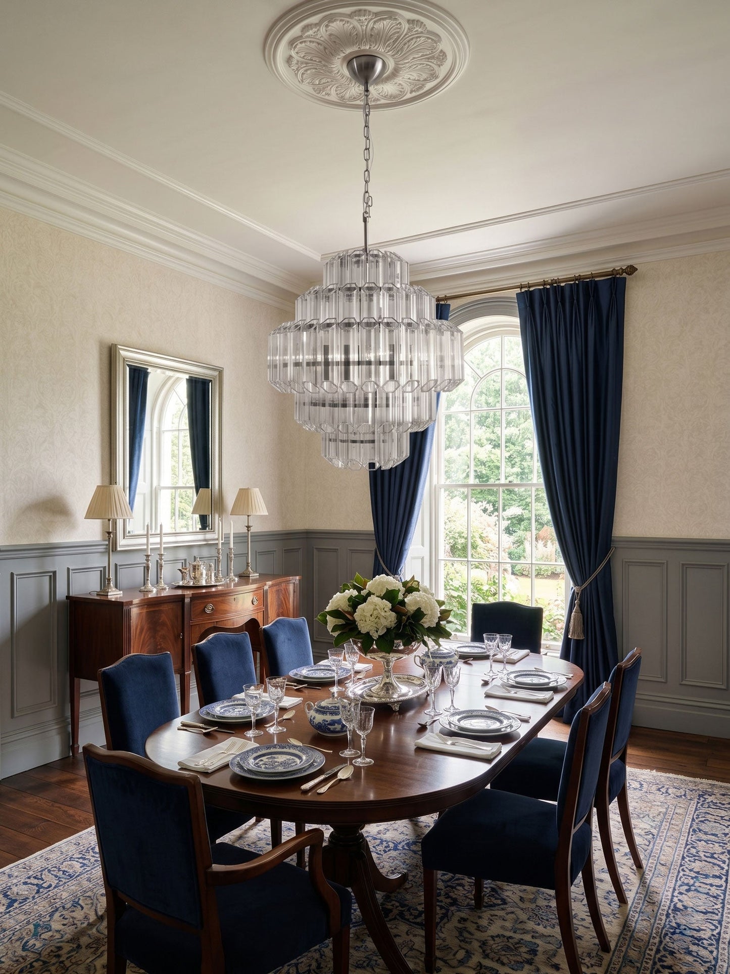 Aurum Cascade Glass Chandelier - Elegant Design with Adjustable Height