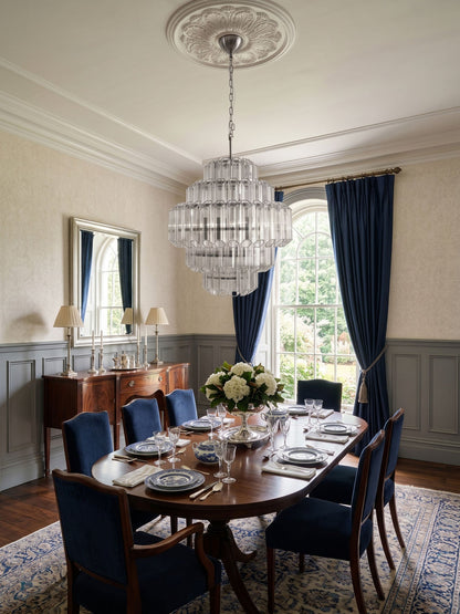Aurum Cascade Glass Chandelier - Elegant Design with Adjustable Height