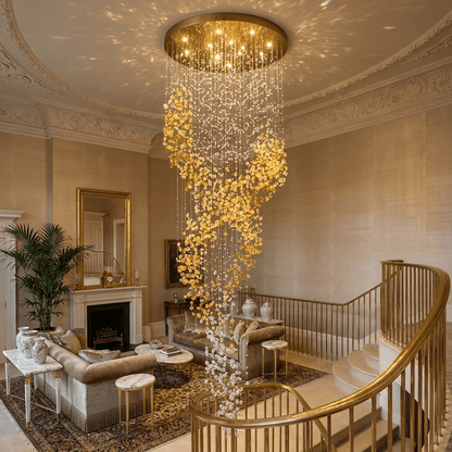 Aurum Cascade Chandelier - Elegant LED Lighting with Adjustable Height