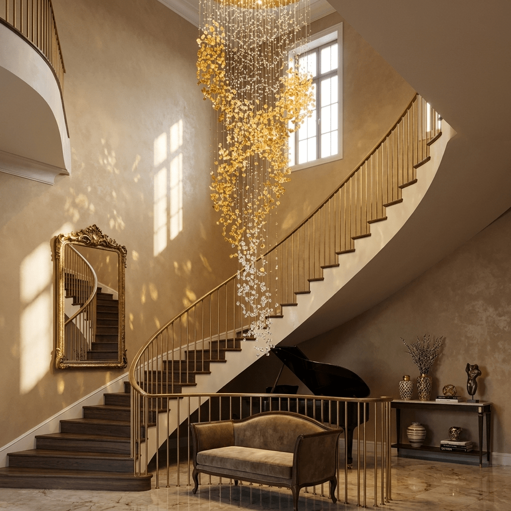 Aurum Cascade Chandelier - Elegant LED Lighting with Adjustable Height