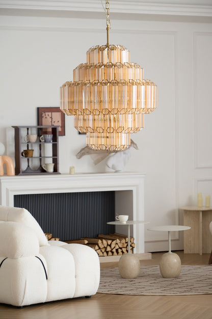 Aurum Cascade Glass Chandelier - Elegant Design with Adjustable Height