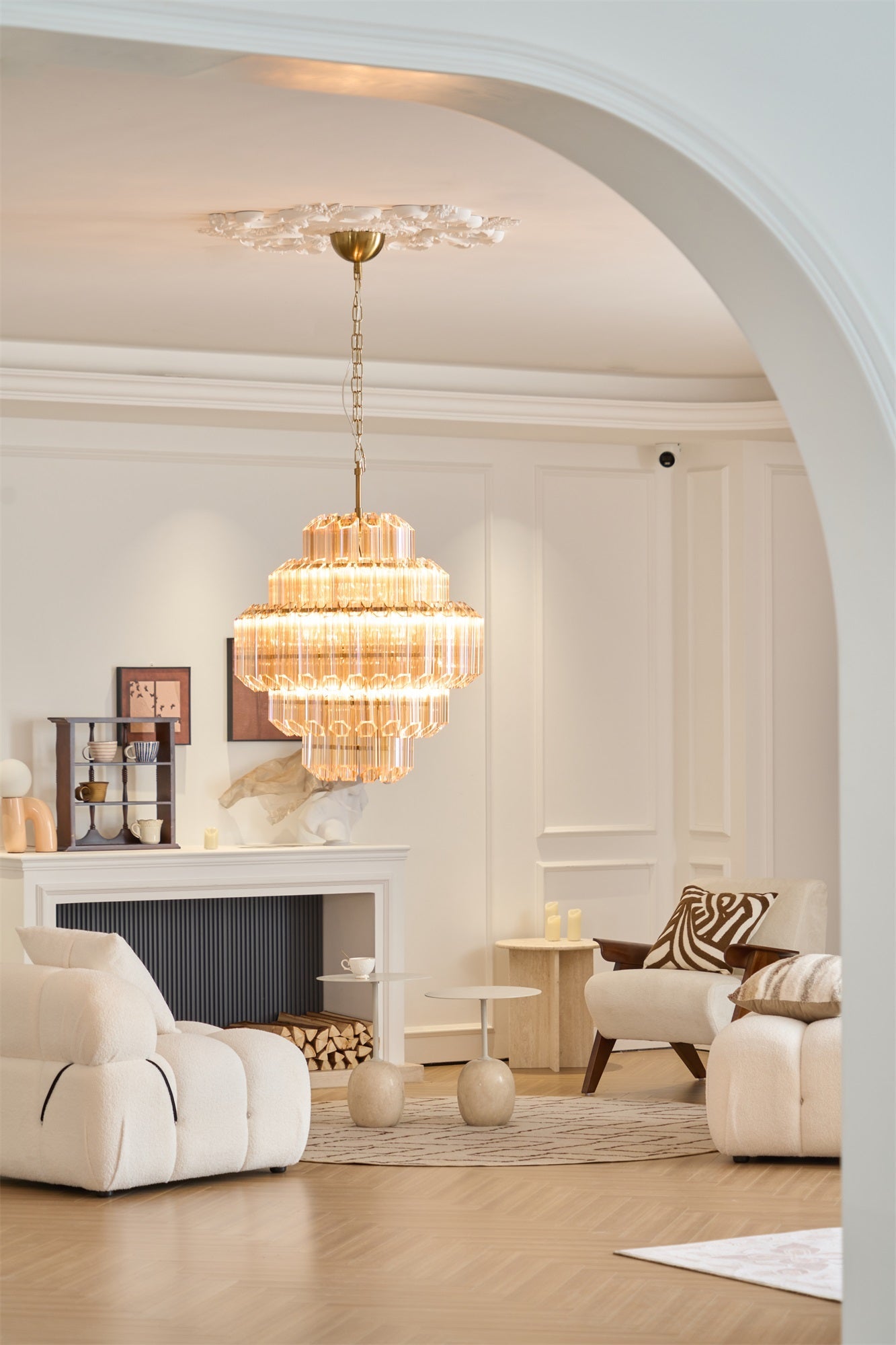 Aurum Cascade Glass Chandelier - Elegant Design with Adjustable Height