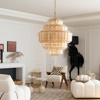 Aurum Cascade Glass Chandelier - Elegant Design with Adjustable Height