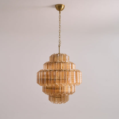 Aurum Cascade Glass Chandelier - Elegant Design with Adjustable Height