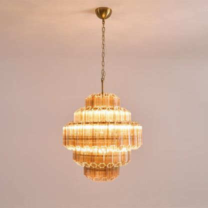 Aurum Cascade Glass Chandelier - Elegant Design with Adjustable Height