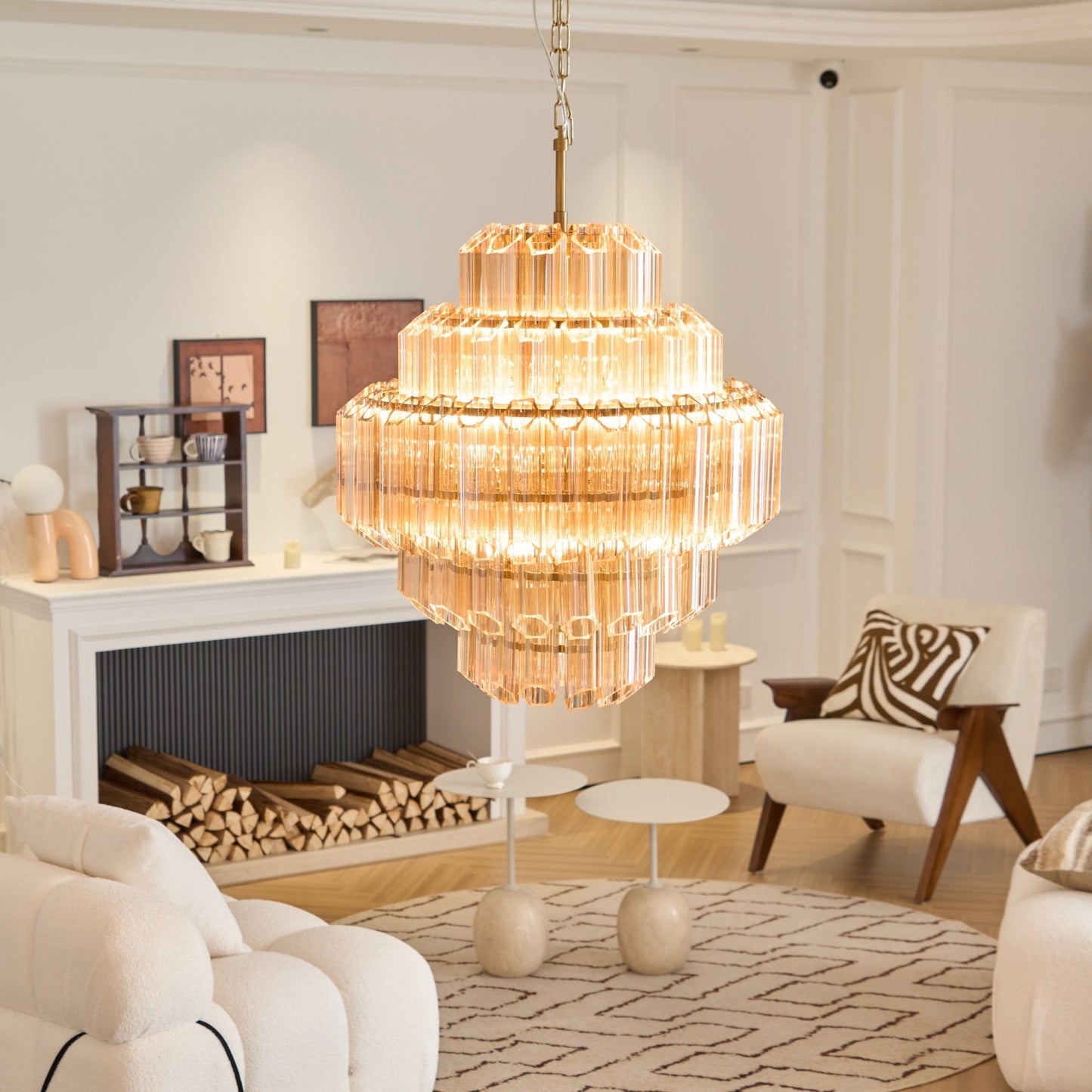 Aurum Cascade Glass Chandelier - Elegant Design with Adjustable Height
