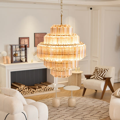 Aurum Cascade Glass Chandelier - Elegant Design with Adjustable Height