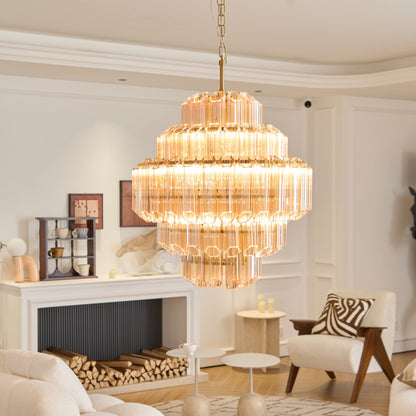 Aurum Cascade Glass Chandelier - Elegant Design with Adjustable Height