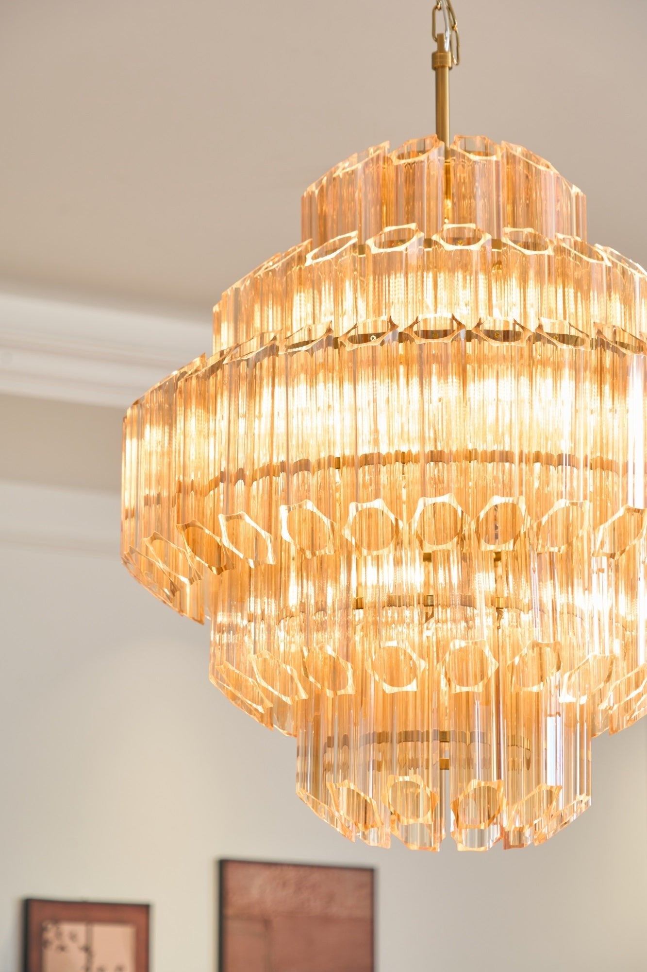 Aurum Cascade Glass Chandelier - Elegant Design with Adjustable Height