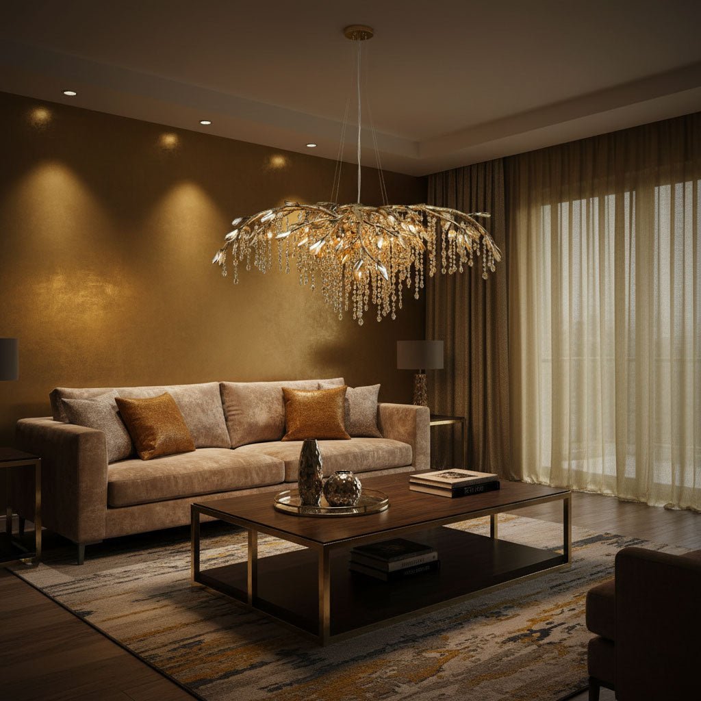 Elegant Autumn Twilight Chandelier - Dimmable LED, Adjustable Height