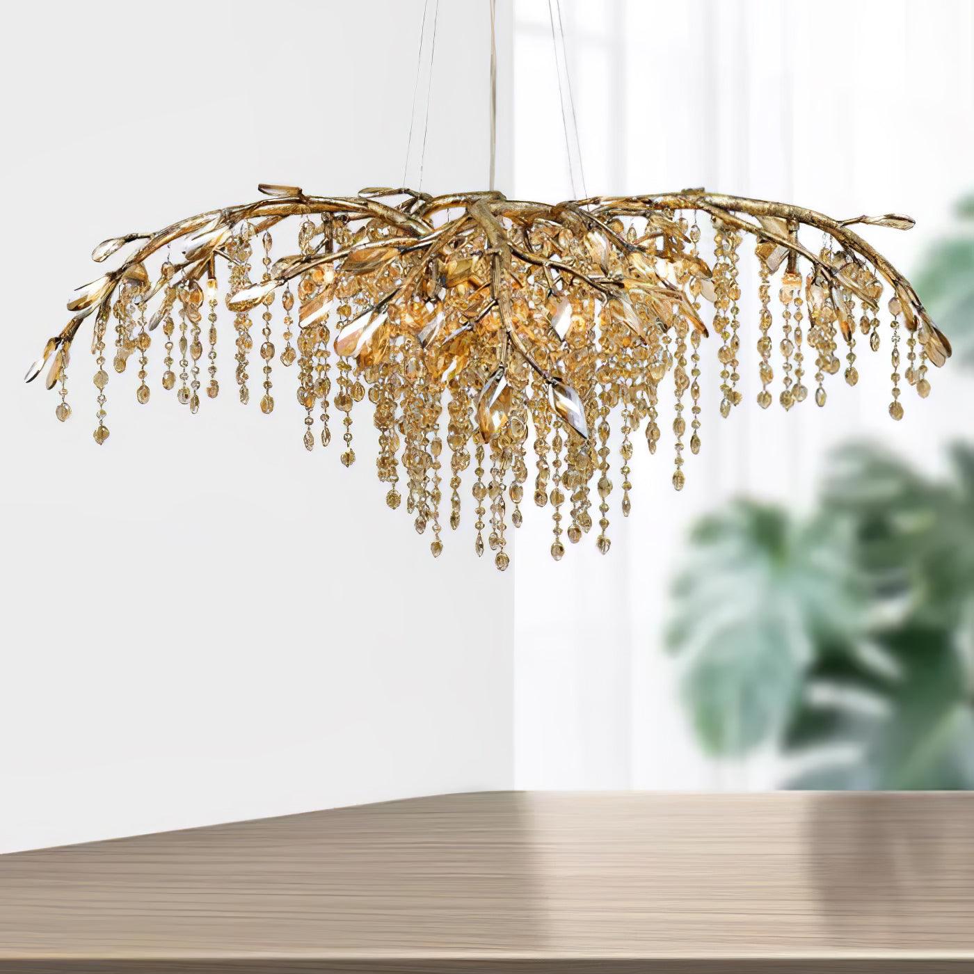 Elegant Autumn Twilight Chandelier - Dimmable LED, Adjustable Height