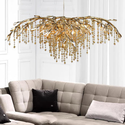 Elegant Autumn Twilight Chandelier - Dimmable LED, Adjustable Height