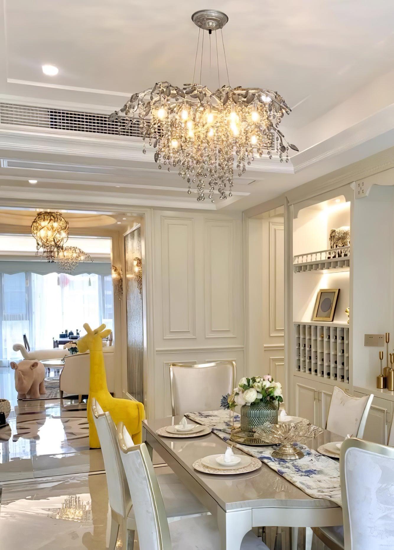 Elegant Autumn Twilight Chandelier - Dimmable LED, Adjustable Height