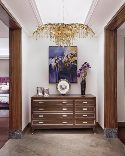 Elegant Autumn Twilight Chandelier - Dimmable LED, Adjustable Height