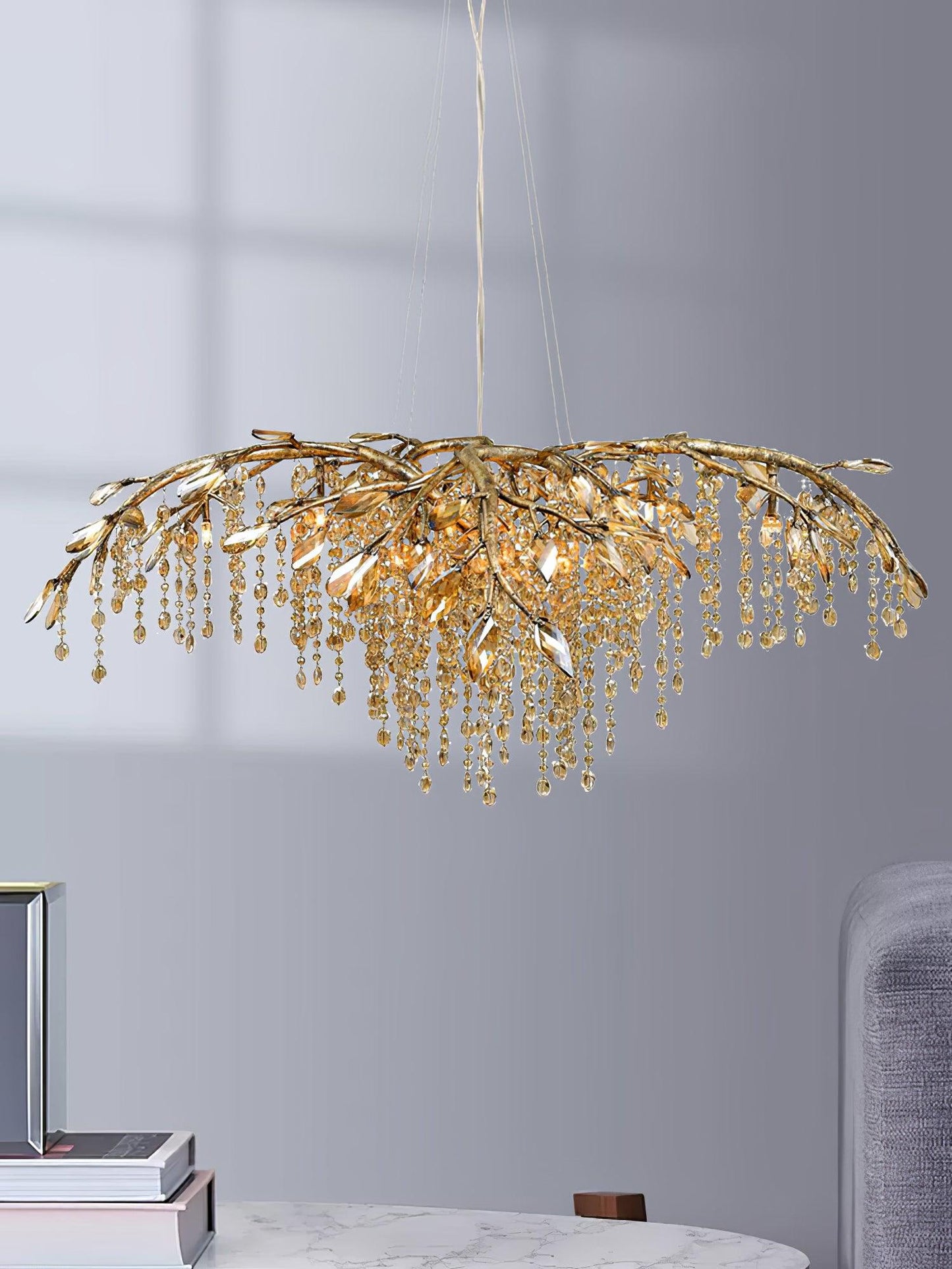 Elegant Autumn Twilight Chandelier - Dimmable LED, Adjustable Height