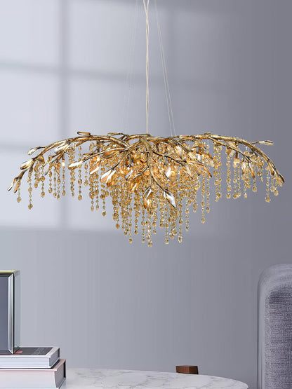 Elegant Autumn Twilight Chandelier - Dimmable LED, Adjustable Height