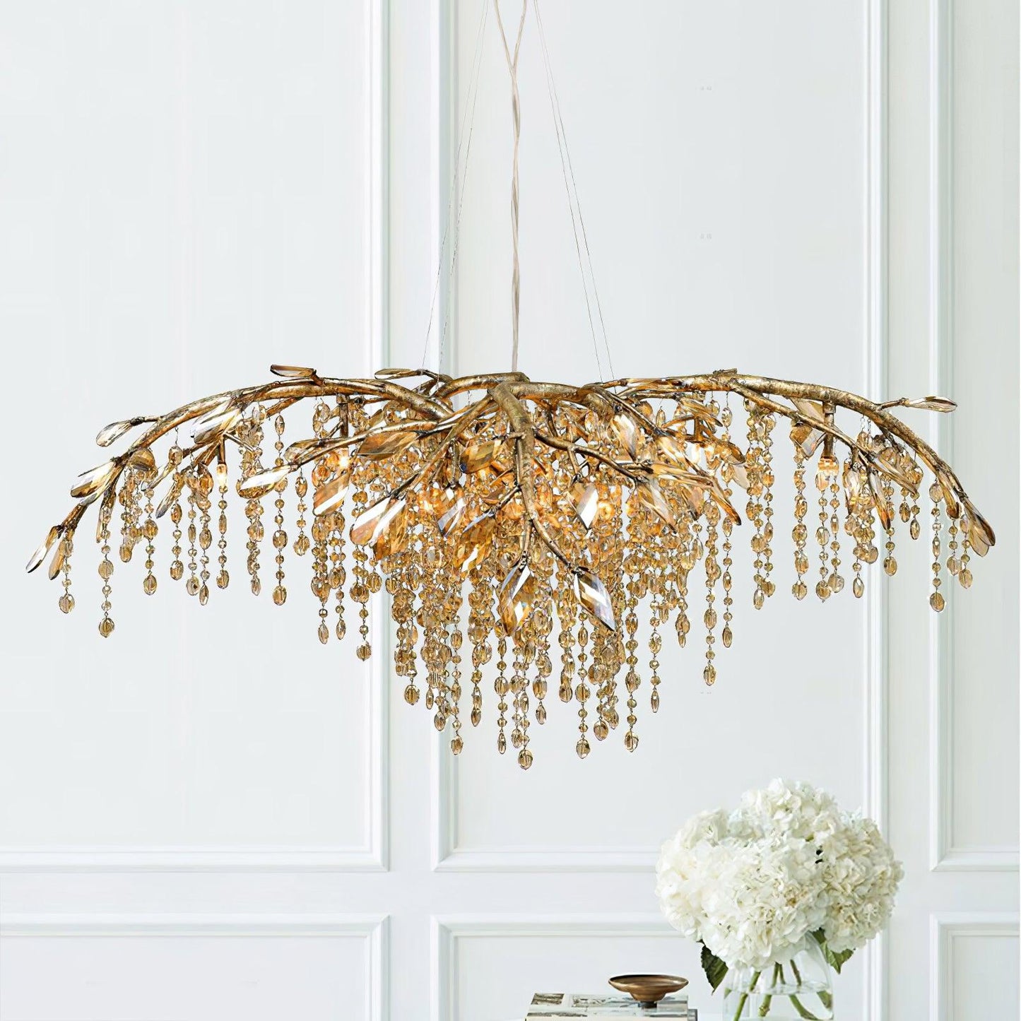 Elegant Autumn Twilight Chandelier - Dimmable LED, Adjustable Height