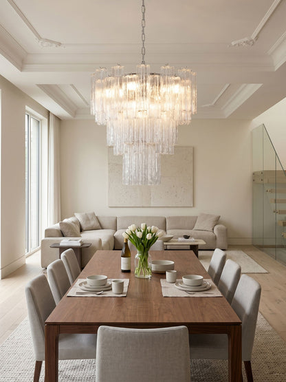 Aveline Elegant Glass Chandelier with Adjustable Height & LED Compatib