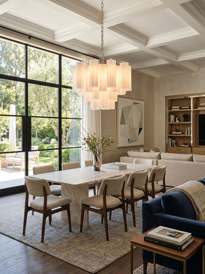 Aveline Elegant Glass Chandelier with Adjustable Height & LED Compatib