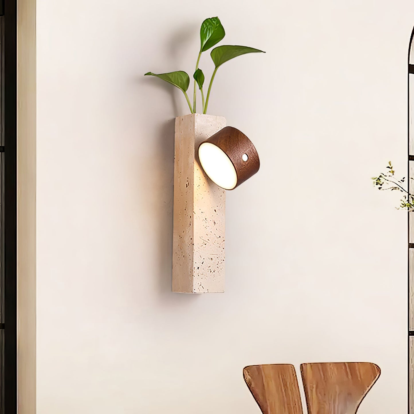 Axis Wood Rechargeable Wall Light - Dimmable, Eco-Friendly Design