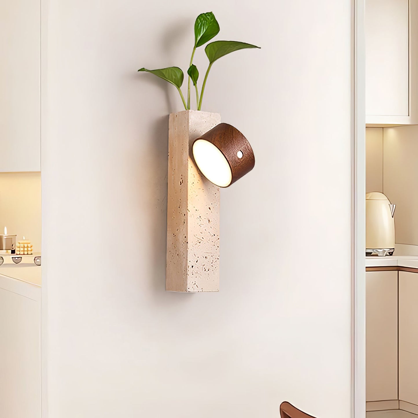 Axis Wood Rechargeable Wall Light - Dimmable, Eco-Friendly Design