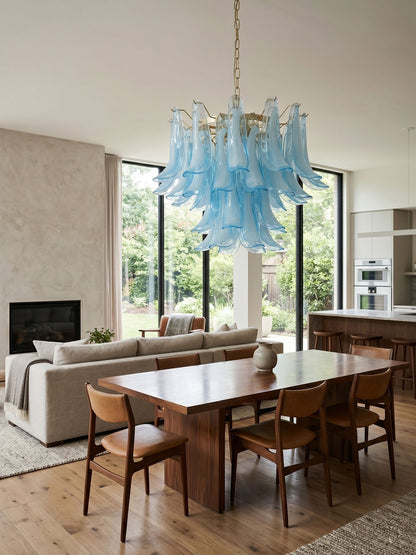 Azure Drift Glass Chandelier - Elegant Design, Adjustable Height, LED